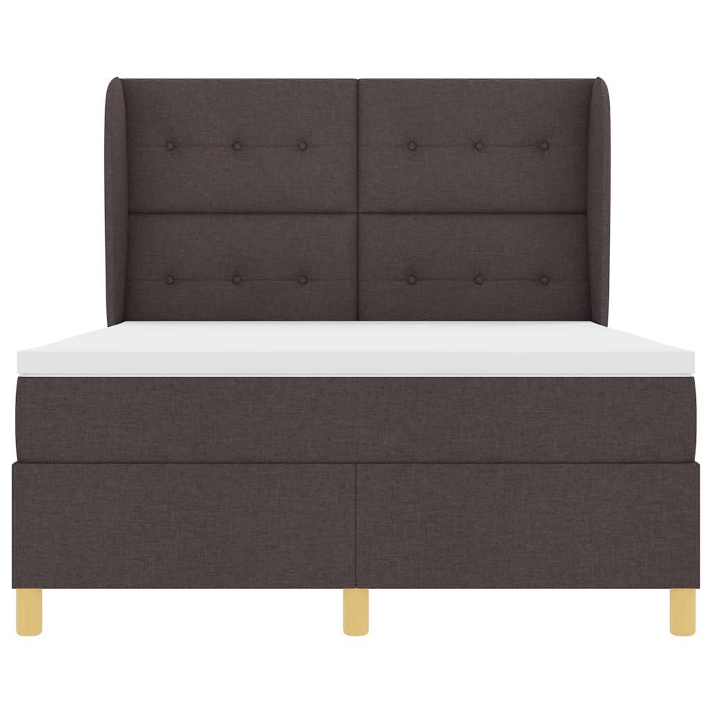 Postel S Boxspringem S Čelo Tmavě Hnědá 200 X 160 Cm Textil