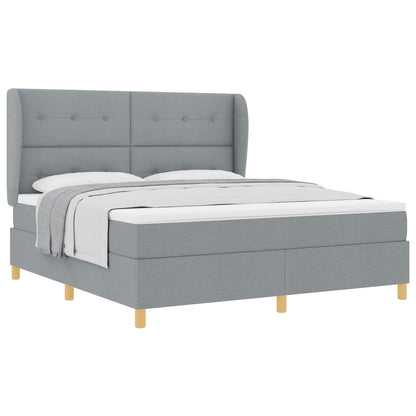 Postel S Boxspringem S Čelo Světle Šedá 200 X 180 Cm Textil