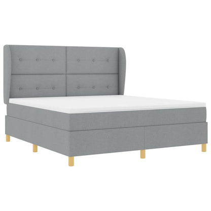 Postel S Boxspringem S Čelo Světle Šedá 200 X 180 Cm Textil