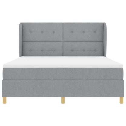 Postel S Boxspringem S Čelo Světle Šedá 200 X 180 Cm Textil