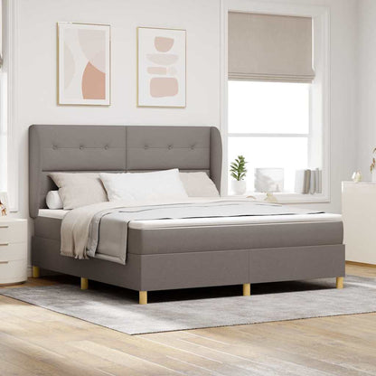 Postel S Boxspringem S Čelo Taupe 200 X 180 Cm Textil