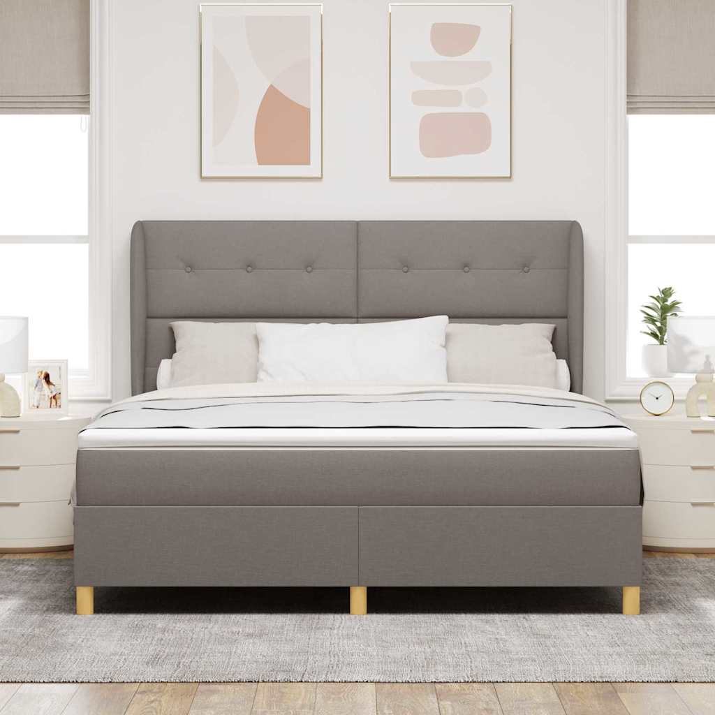 Postel S Boxspringem S Čelo Taupe 200 X 180 Cm Textil