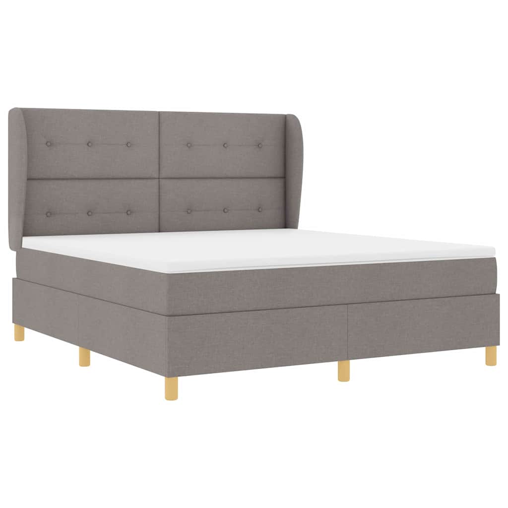 Postel S Boxspringem S Čelo Taupe 200 X 180 Cm Textil