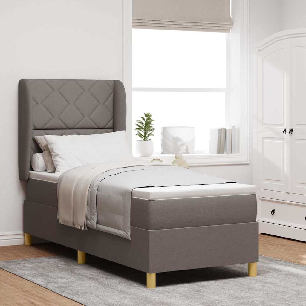 Postel S Boxspringem S Čelo Taupe 200 X 80 Cm Textil