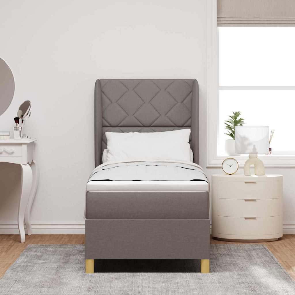 Postel S Boxspringem S Čelo Taupe 200 X 80 Cm Textil