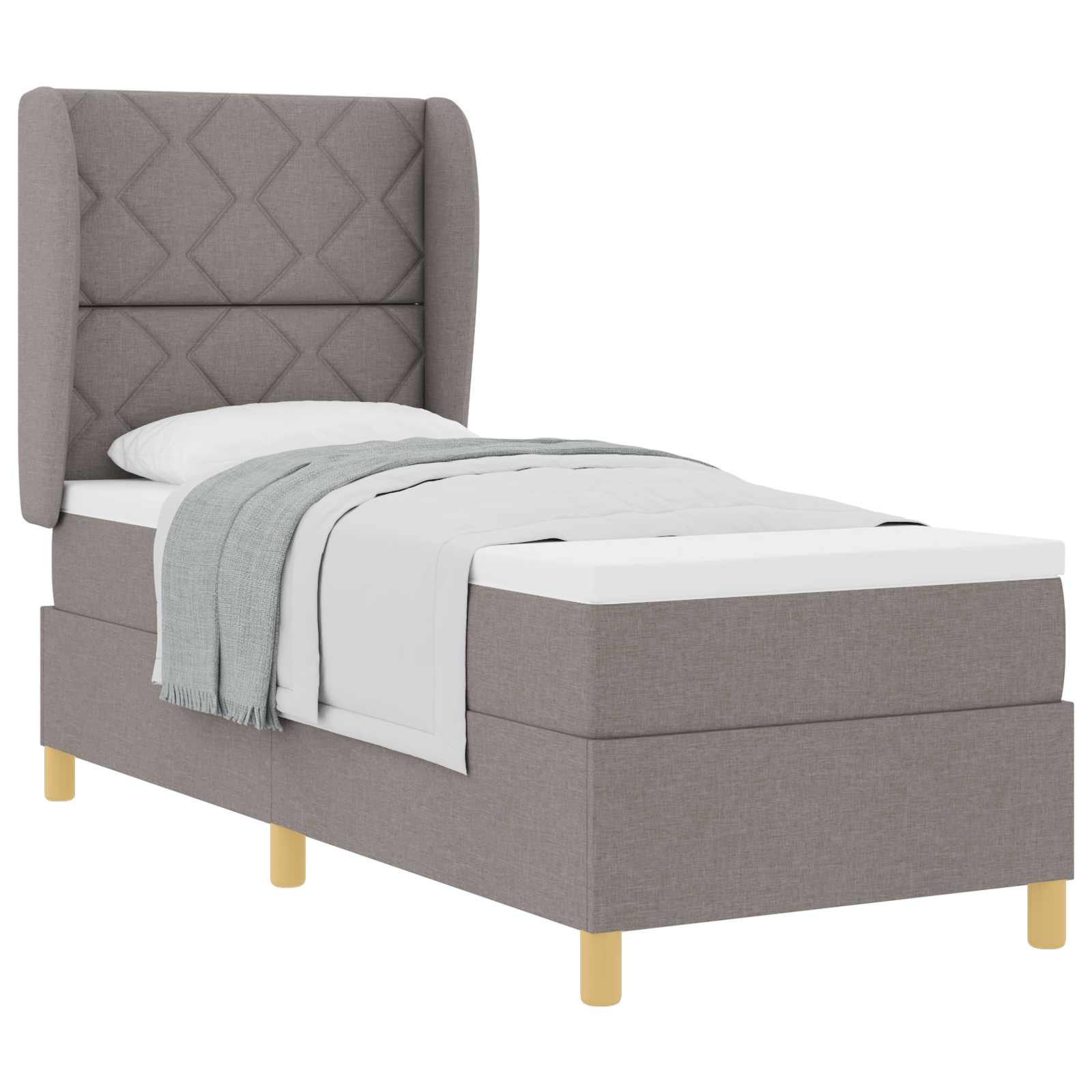 Postel S Boxspringem S Čelo Taupe 200 X 80 Cm Textil