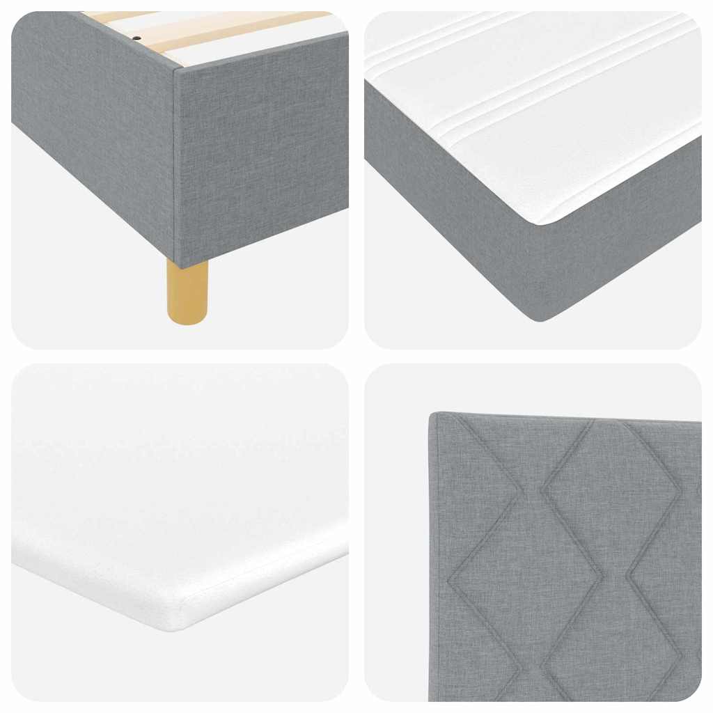 Postel S Boxspringem S Čelo Světle Šedá 200 X 100 Cm Textil