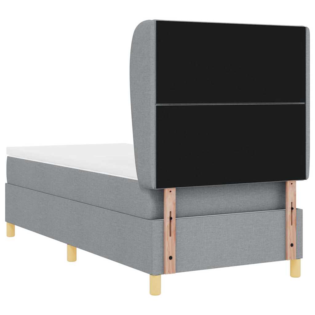 Postel S Boxspringem S Čelo Světle Šedá 200 X 100 Cm Textil