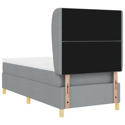 Postel S Boxspringem S Čelo Světle Šedá 200 X 100 Cm Textil