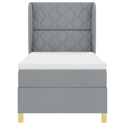 Postel S Boxspringem S Čelo Světle Šedá 200 X 100 Cm Textil