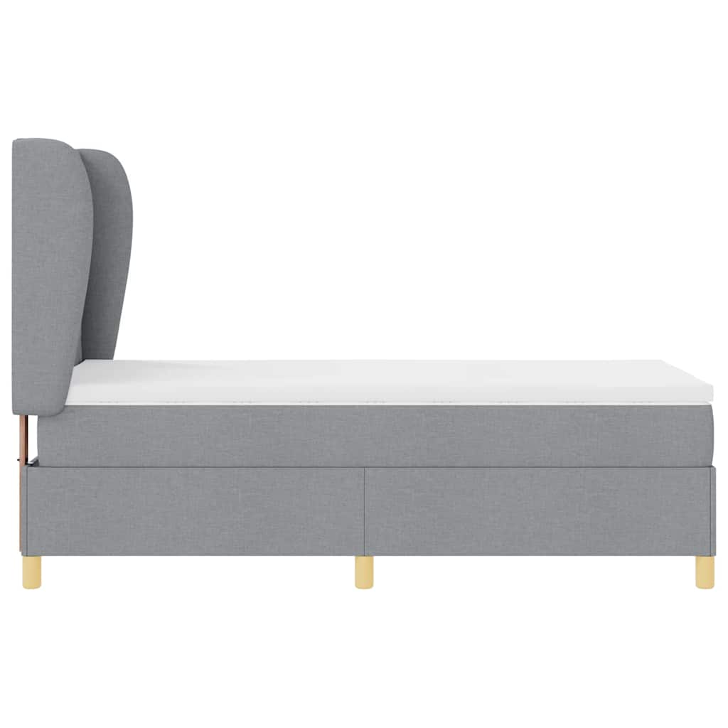 Postel S Boxspringem S Čelo Světle Šedá 200 X 100 Cm Textil