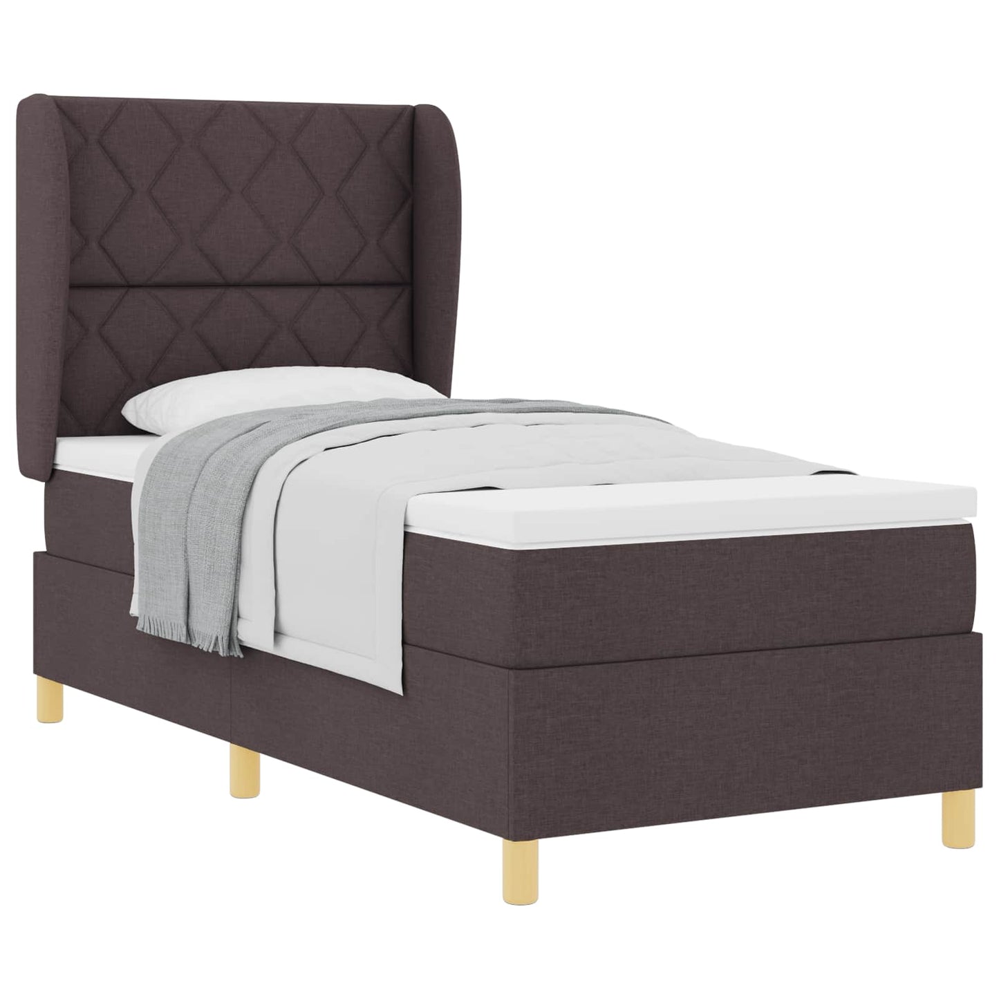 Postel S Boxspringem S Čelo Tmavě Hnědá 200 X 100 Cm Textil