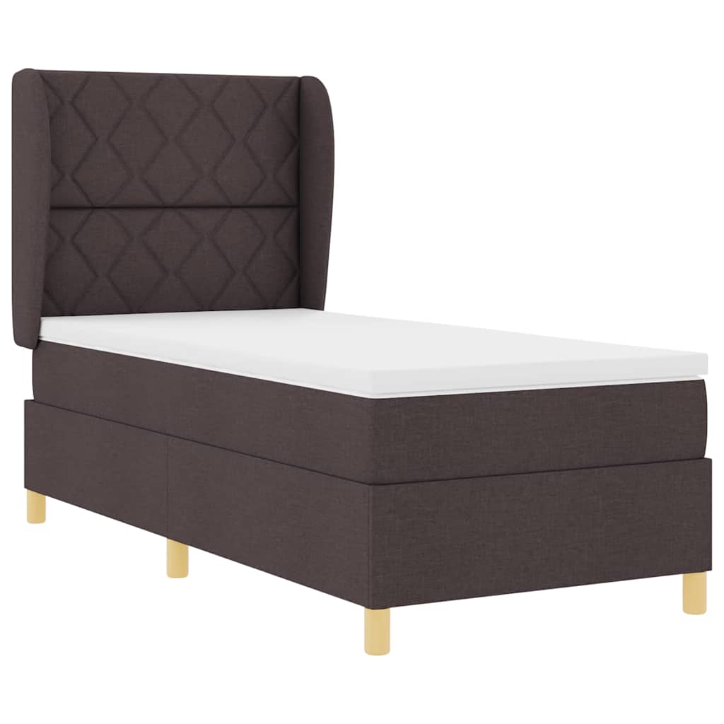 Postel S Boxspringem S Čelo Tmavě Hnědá 200 X 100 Cm Textil