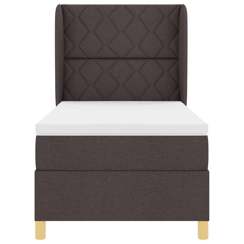 Postel S Boxspringem S Čelo Tmavě Hnědá 200 X 100 Cm Textil
