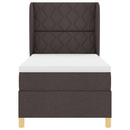 Postel S Boxspringem S Čelo Tmavě Hnědá 200 X 100 Cm Textil