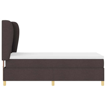 Postel S Boxspringem S Čelo Tmavě Hnědá 200 X 100 Cm Textil