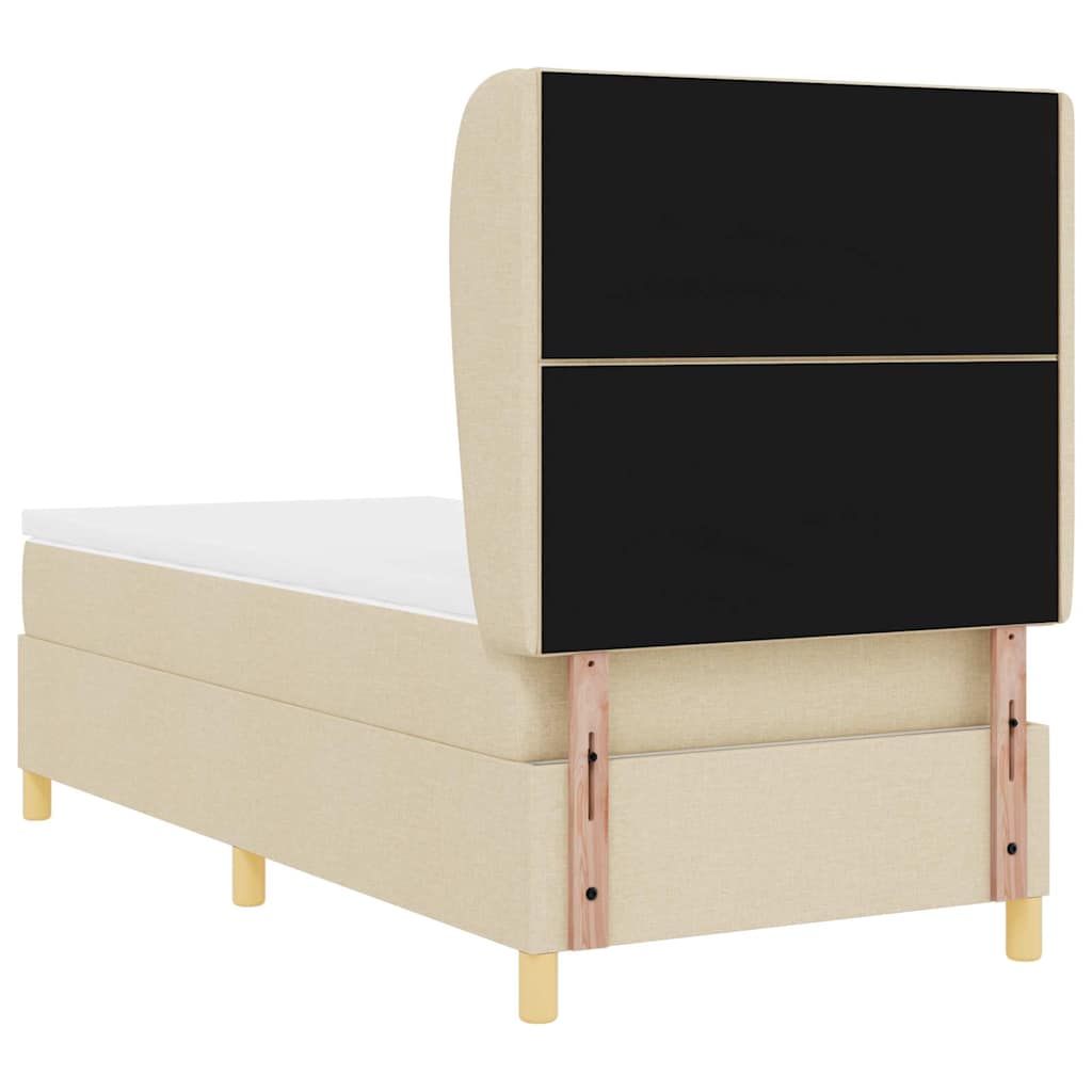 Postel S Boxspringem S Čelo Krémová 200 X 100 Cm Textil