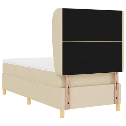 Postel S Boxspringem S Čelo Krémová 200 X 100 Cm Textil