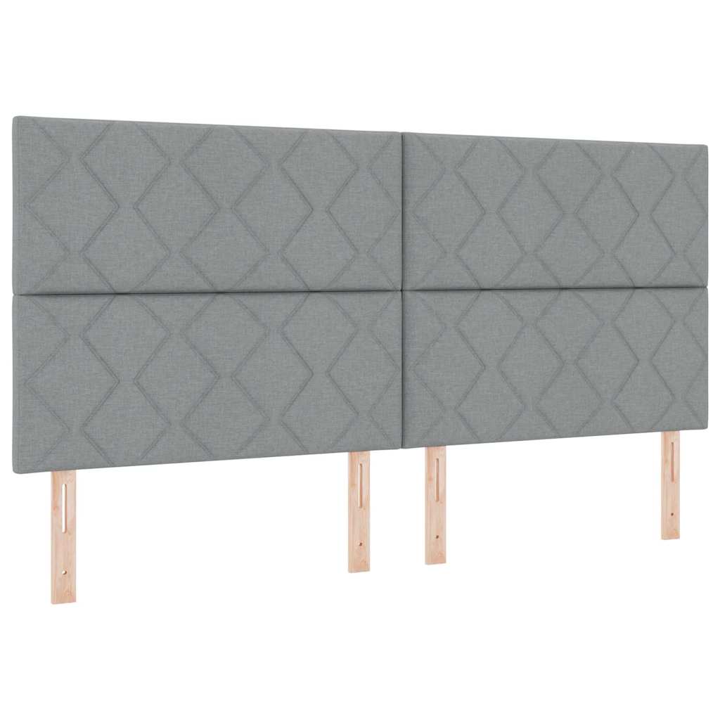 Postel S Boxspringem S Čelo Světle Šedá 200 X 200 Cm Textil