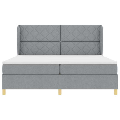 Postel S Boxspringem S Čelo Světle Šedá 200 X 200 Cm Textil
