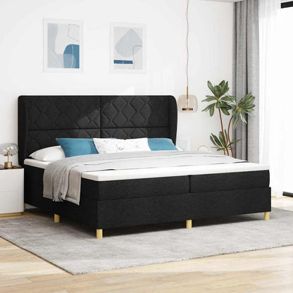 Postel S Boxspringem S Čelo Černý 200 X 200 Cm Textil