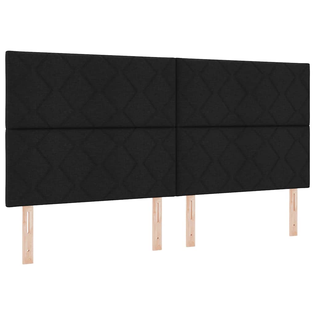 Postel S Boxspringem S Čelo Černý 200 X 200 Cm Textil