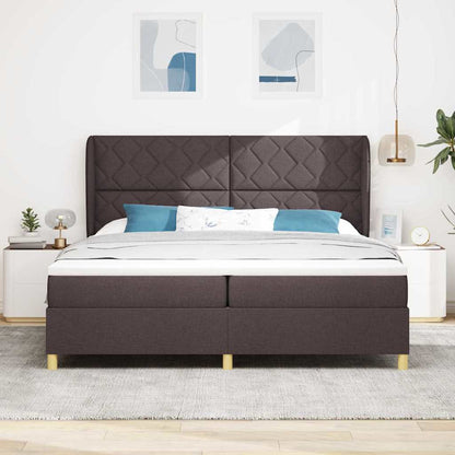 Postel S Boxspringem S Čelo Tmavě Hnědá 200 X 200 Cm Textil