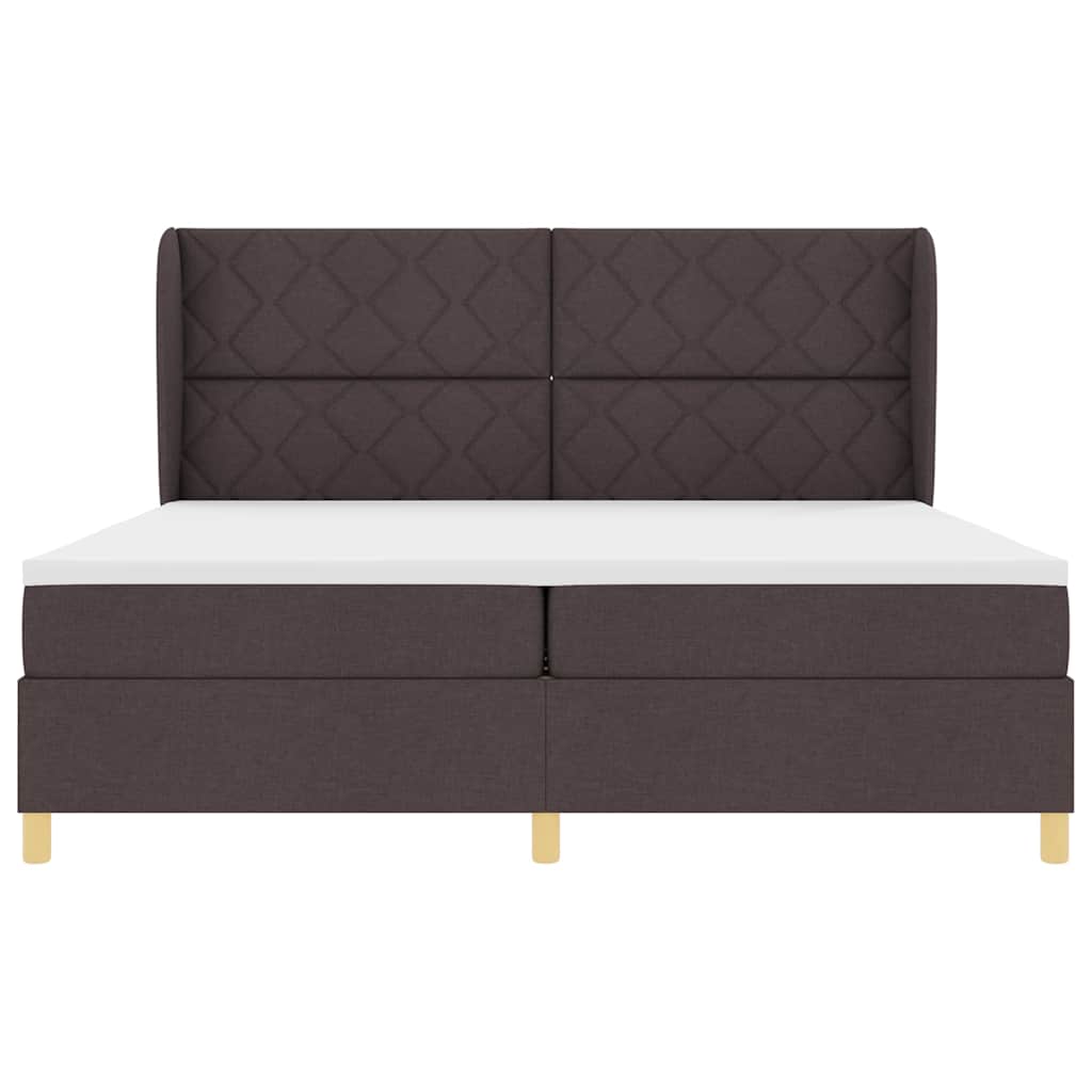 Postel S Boxspringem S Čelo Tmavě Hnědá 200 X 200 Cm Textil