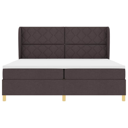 Postel S Boxspringem S Čelo Tmavě Hnědá 200 X 200 Cm Textil