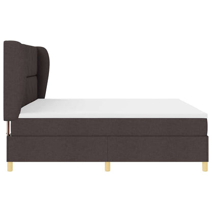 Postel S Boxspringem S Čelo Tmavě Hnědá 200 X 200 Cm Textil