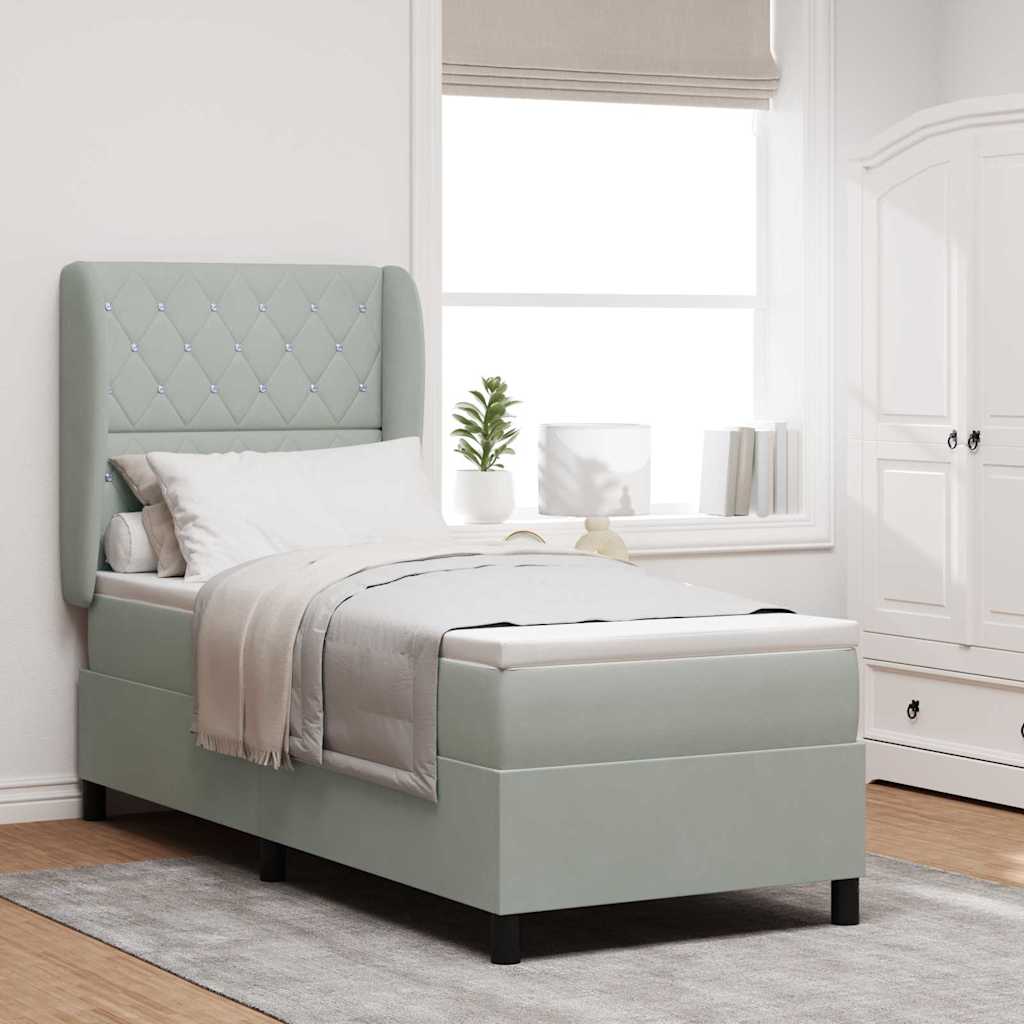 Postel S Boxspringem S Matrací Světle Šedá 200 X 80 Cm Samet