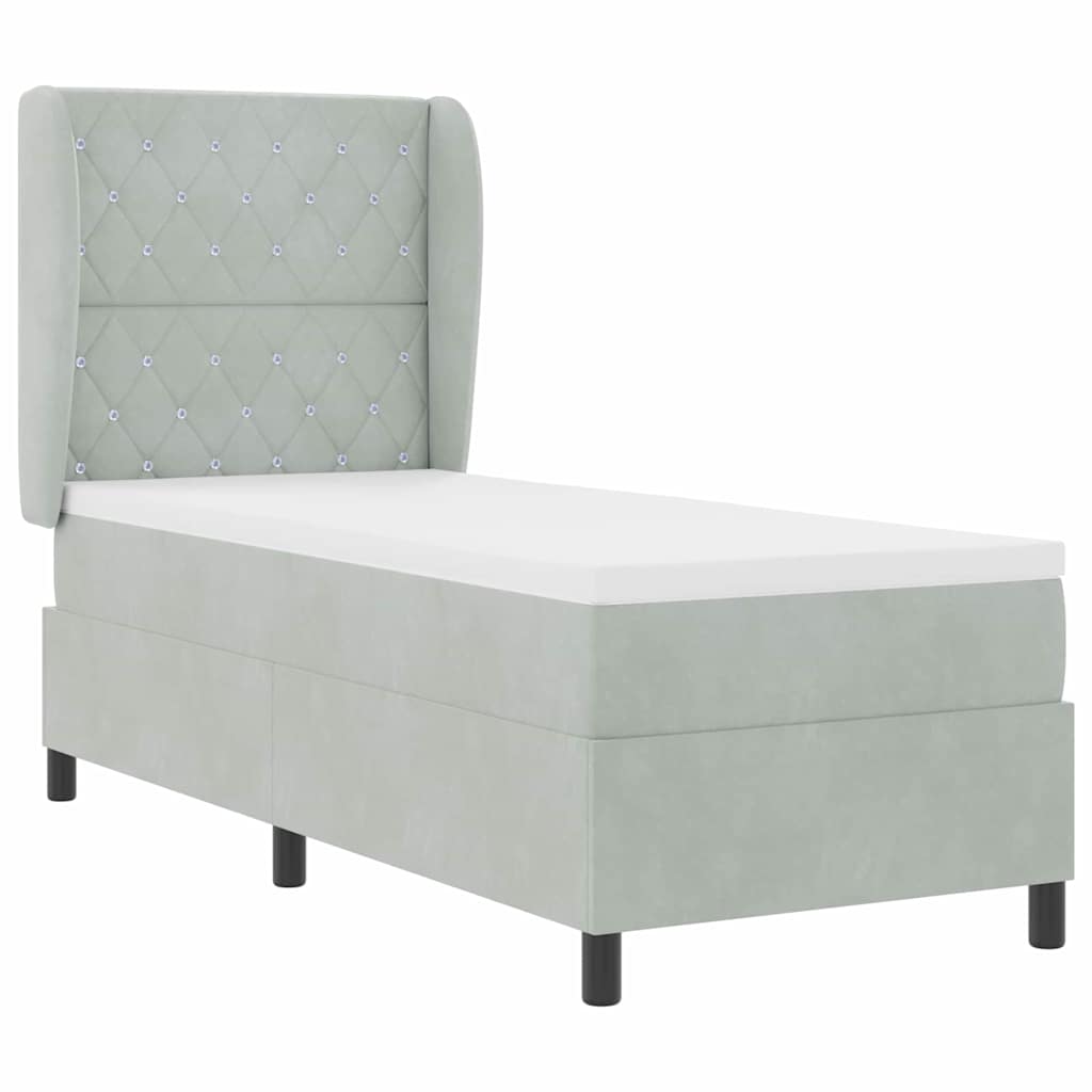 Postel S Boxspringem S Matrací Světle Šedá 200 X 80 Cm Samet