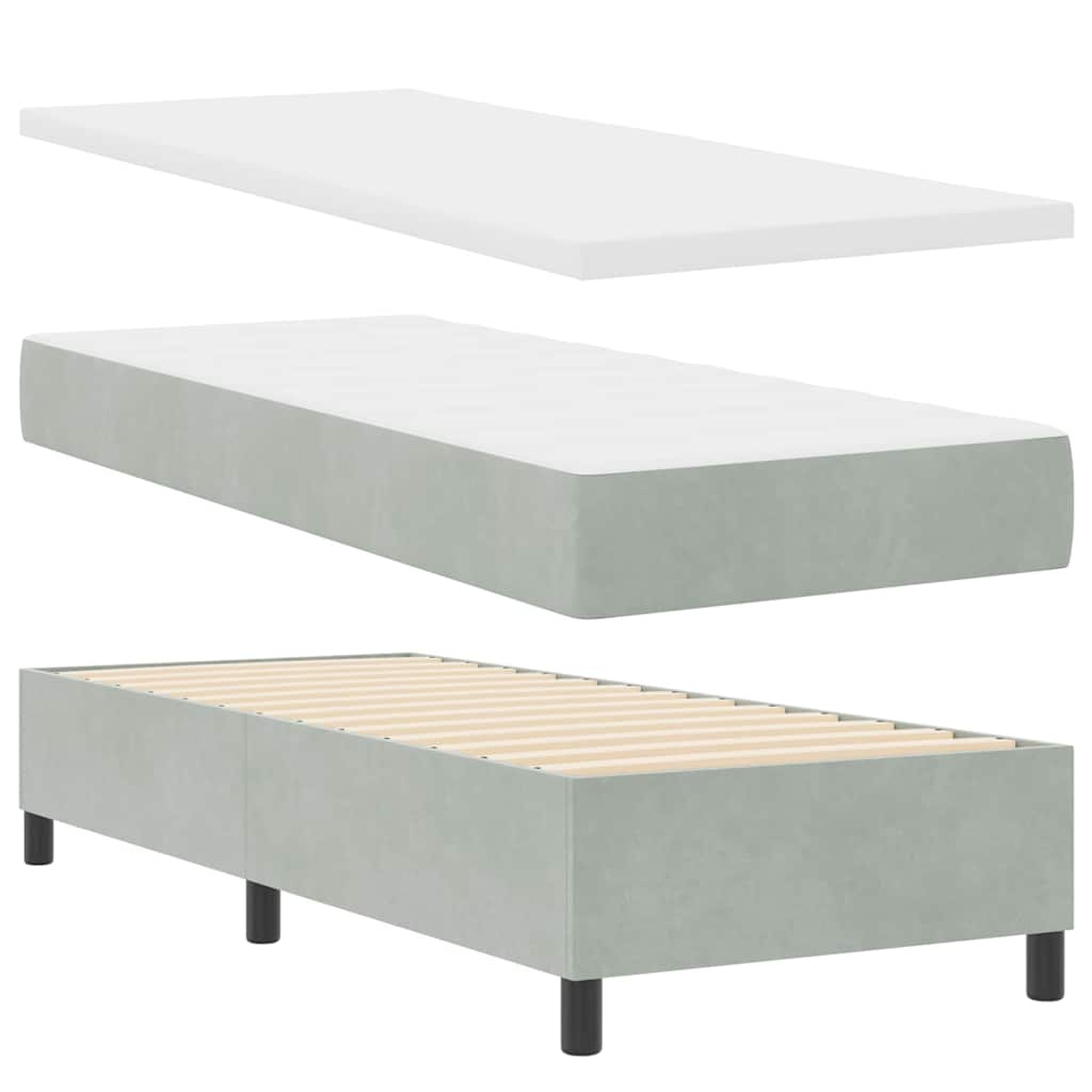 Postel S Boxspringem S Matrací Světle Šedá 200 X 80 Cm Samet