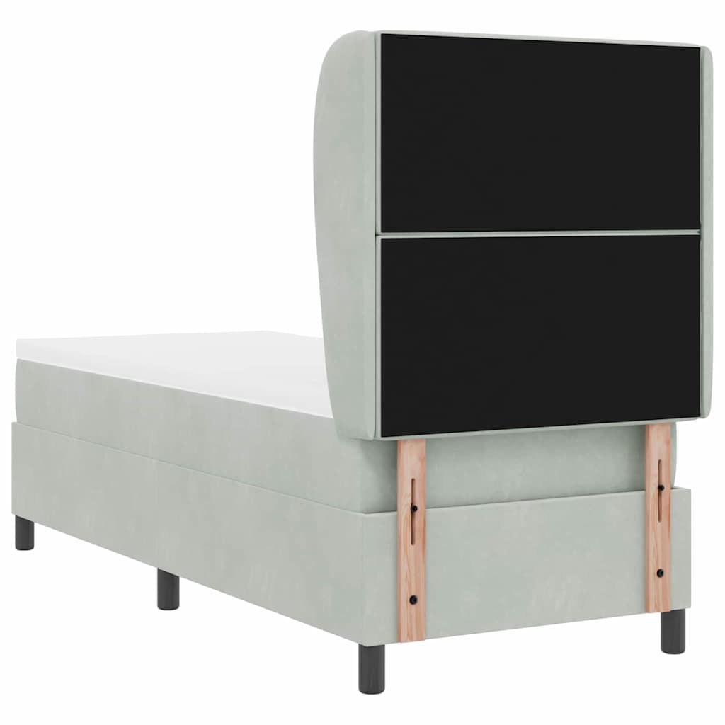 Postel S Boxspringem S Matrací Světle Šedá 200 X 80 Cm Samet