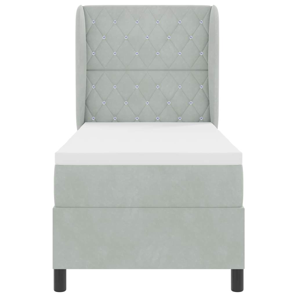 Postel S Boxspringem S Matrací Světle Šedá 200 X 80 Cm Samet