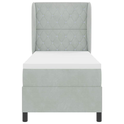 Postel S Boxspringem S Matrací Světle Šedá 200 X 80 Cm Samet
