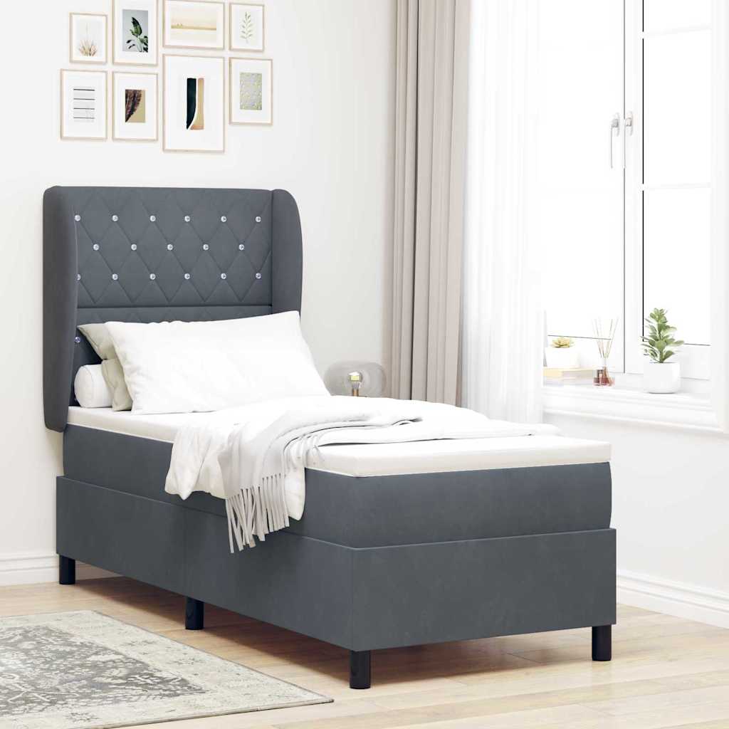 Postel S Boxspringem S Matrací Tmavě Šedá 200 X 80 Cm Samet