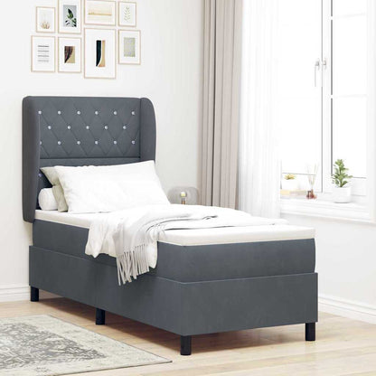 Postel S Boxspringem S Matrací Tmavě Šedá 200 X 80 Cm Samet