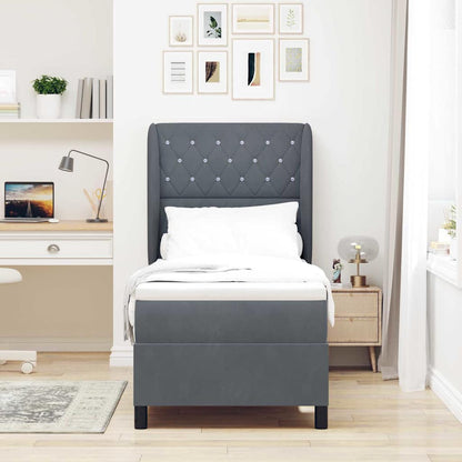 Postel S Boxspringem S Matrací Tmavě Šedá 200 X 80 Cm Samet