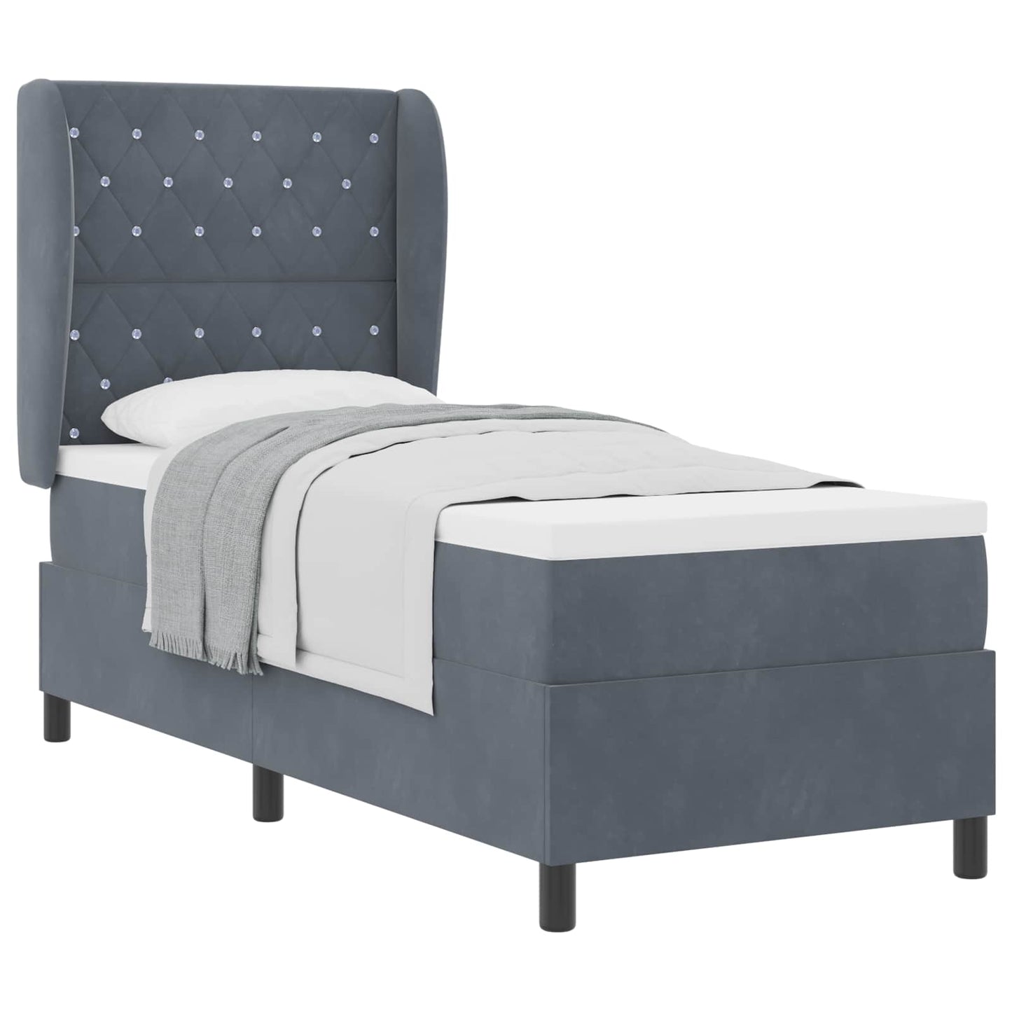 Postel S Boxspringem S Matrací Tmavě Šedá 200 X 80 Cm Samet