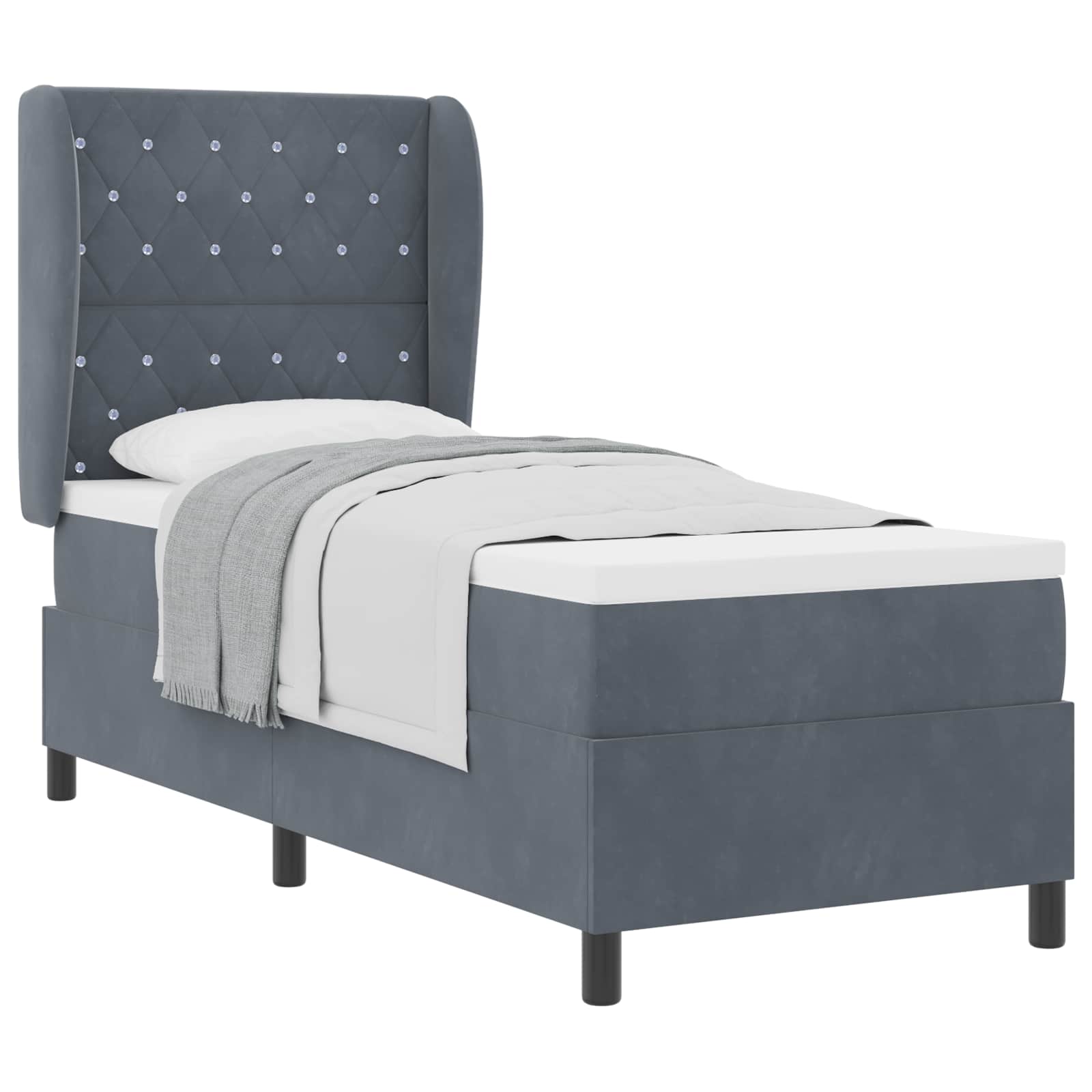 Postel S Boxspringem S Matrací Tmavě Šedá 200 X 80 Cm Samet