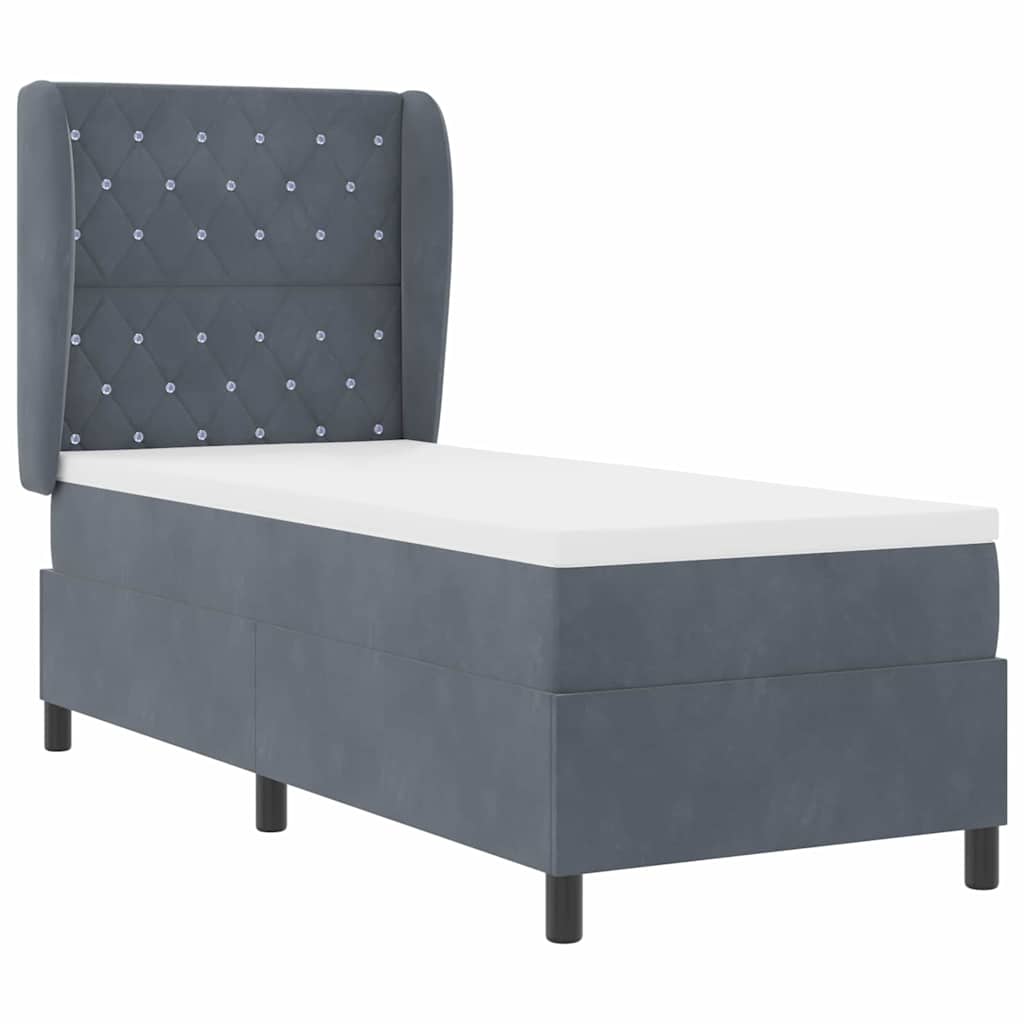 Postel S Boxspringem S Matrací Tmavě Šedá 200 X 80 Cm Samet
