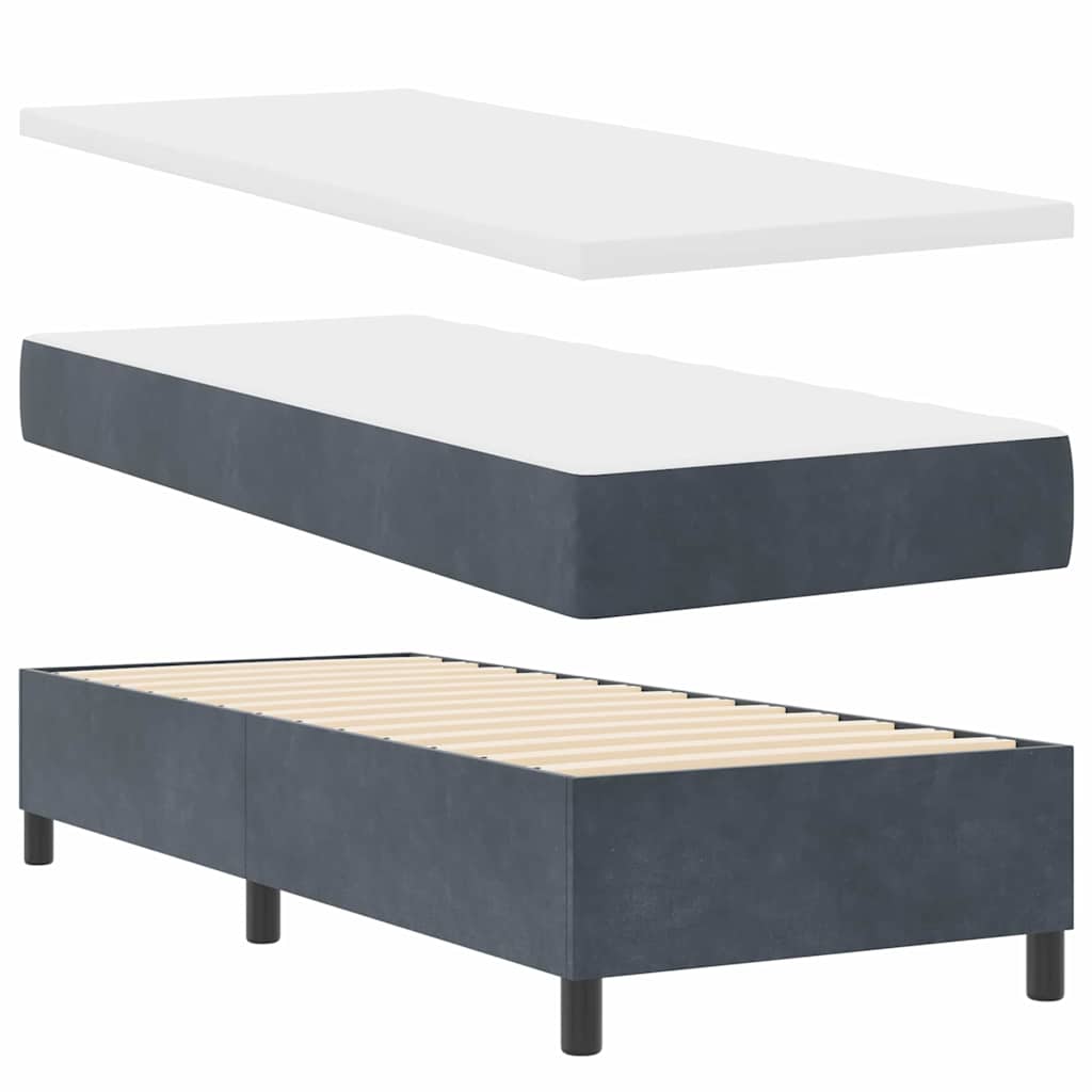 Postel S Boxspringem S Matrací Tmavě Šedá 200 X 80 Cm Samet