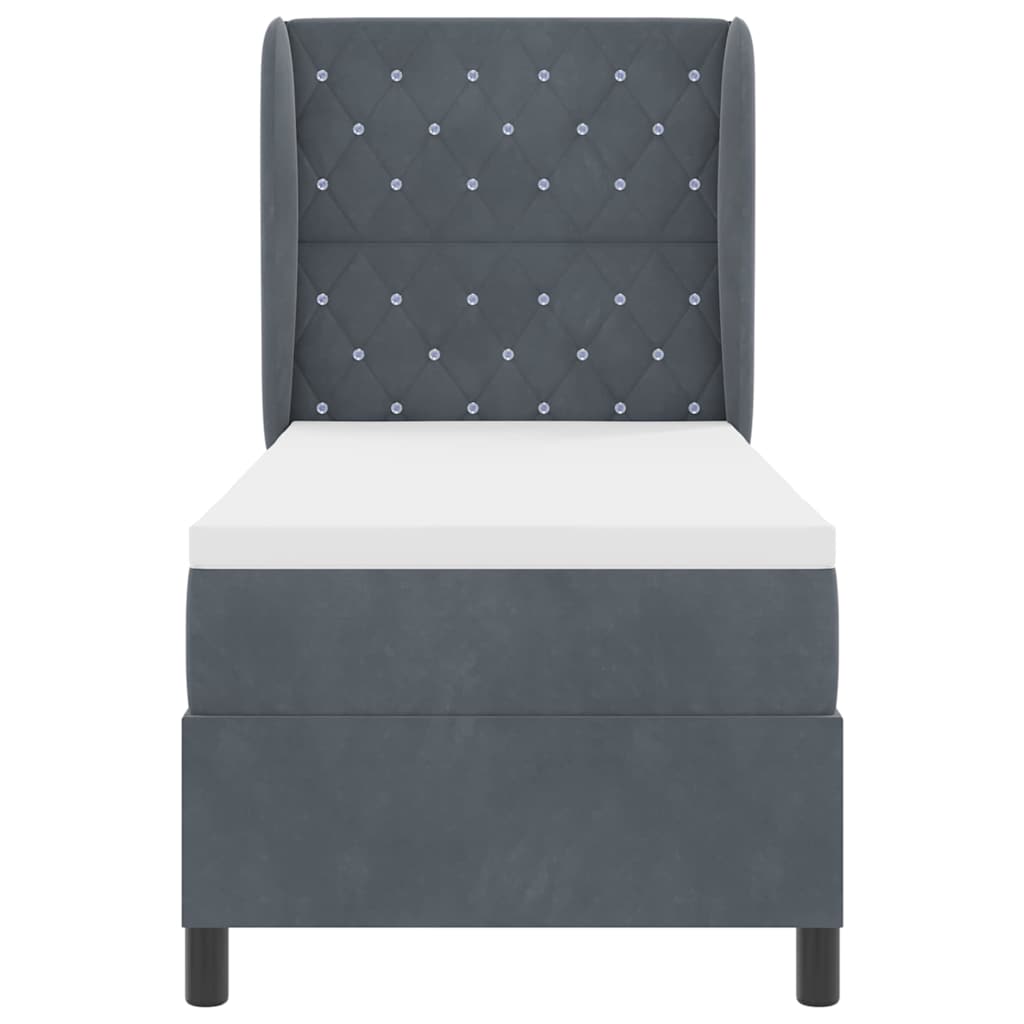 Postel S Boxspringem S Matrací Tmavě Šedá 200 X 80 Cm Samet
