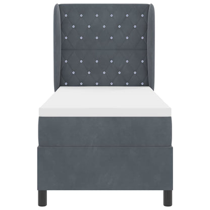 Postel S Boxspringem S Matrací Tmavě Šedá 200 X 80 Cm Samet
