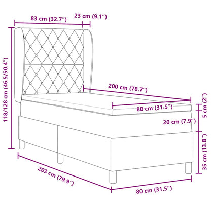 Postel S Boxspringem S Matrací Tmavě Šedá 200 X 80 Cm Samet