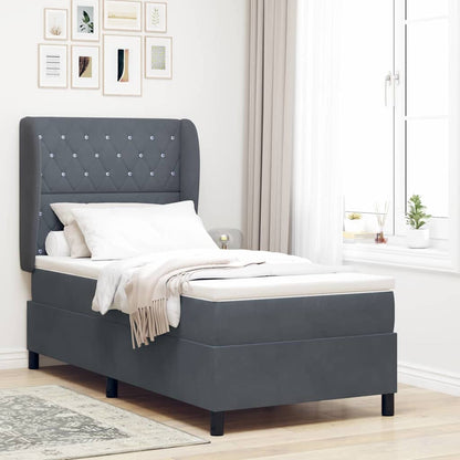 Postel S Boxspringem S Matrací Tmavě Šedá 190 X 90 Cm Samet