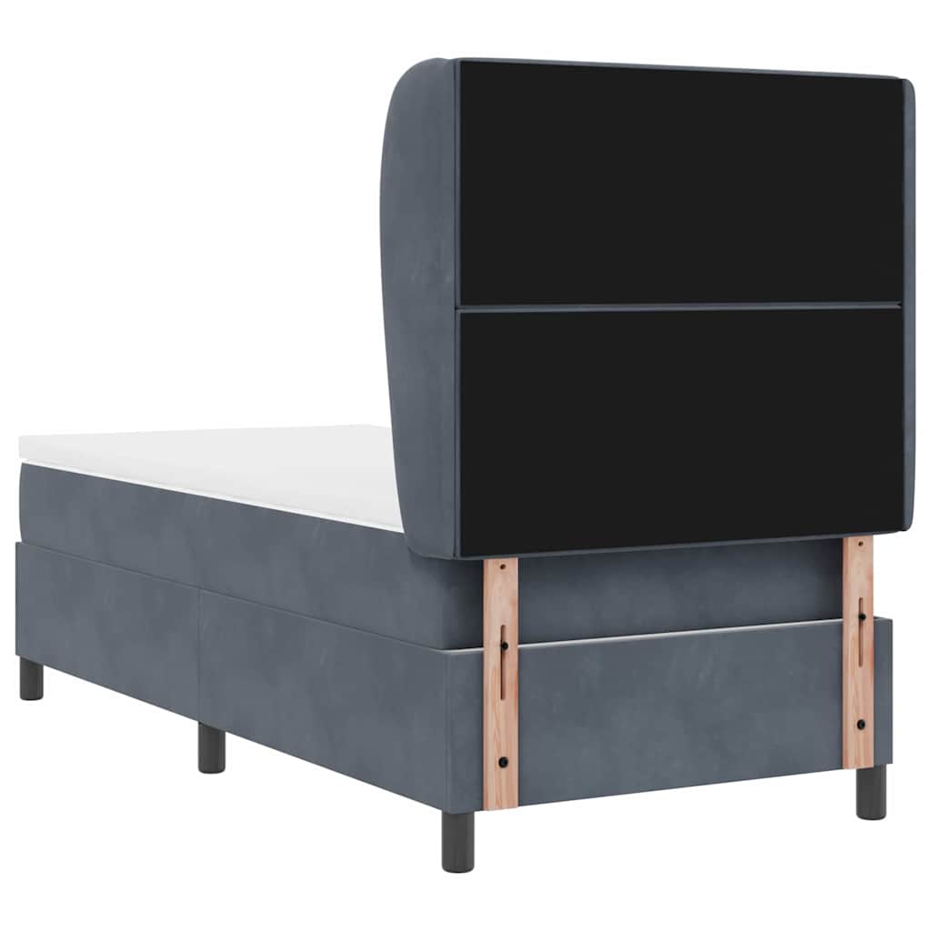 Postel S Boxspringem S Matrací Tmavě Šedá 190 X 90 Cm Samet