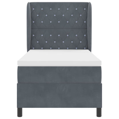 Postel S Boxspringem S Matrací Tmavě Šedá 190 X 90 Cm Samet