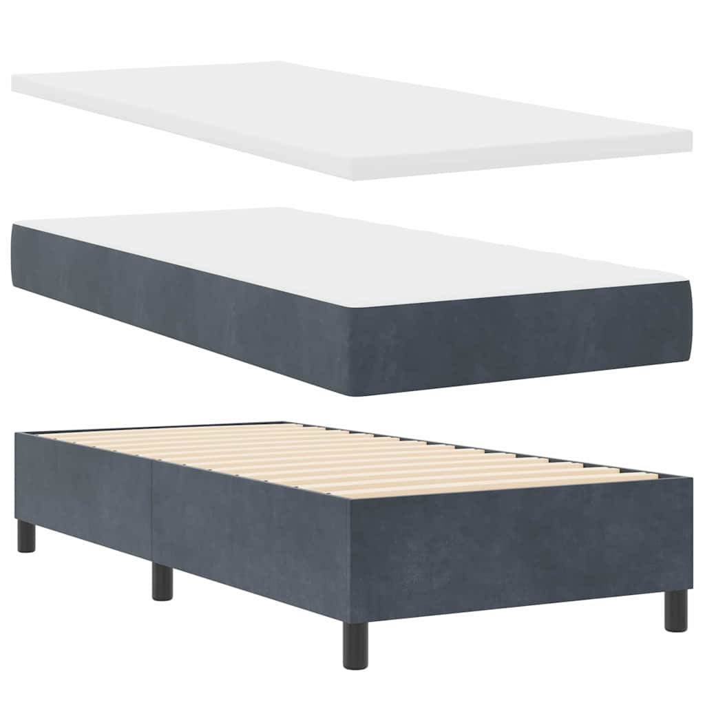 Postel S Boxspringem S Matrací Tmavě Šedá 200 X 90 Cm Samet